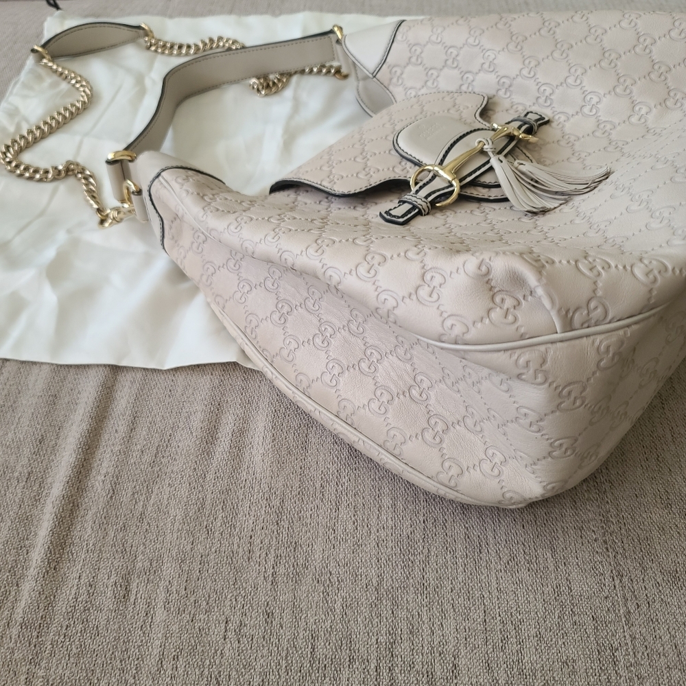 GUCCI Emily Guccissima Hobo Bag in Bone White AUTHENTIC/VERIFIED - Picture 10 of 14